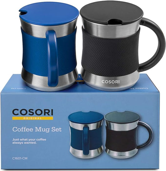 COSORI Coffee Mug with Lids Set of 2