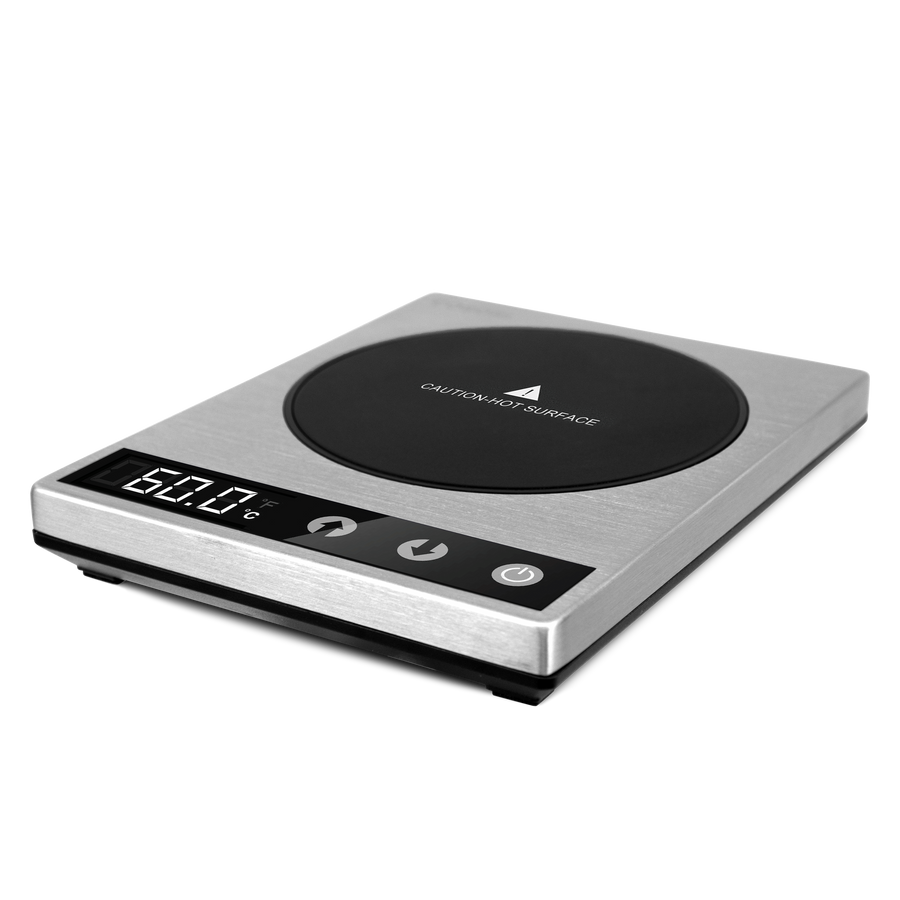 Angled view of COSORI Original Coffee Warmer showing heating plate and control buttons