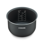 Top view of the empty 5.0-quart nonstick inner pot for the Cosori Rice Cooker.
