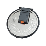 The removable metal inner lid of the Cosori Rice Cooker isolated on a white background