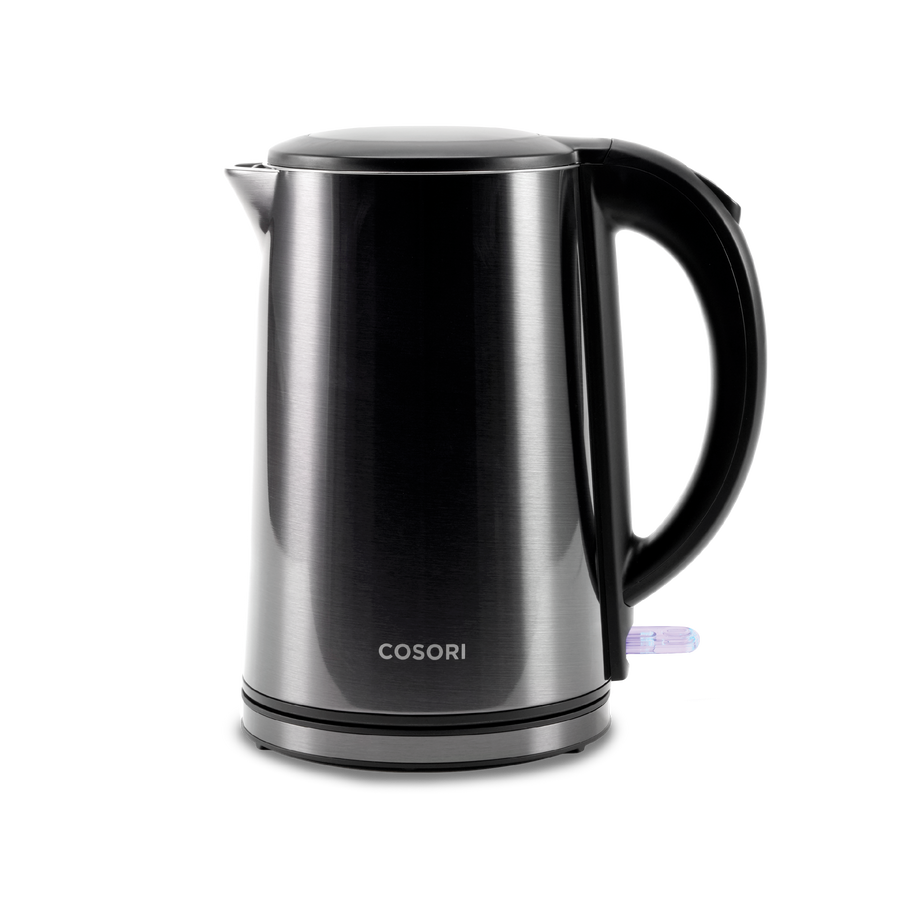 COSORI Double-Wall Stainless Steel Electric Kettle with cool-touch exterior and cordless base
