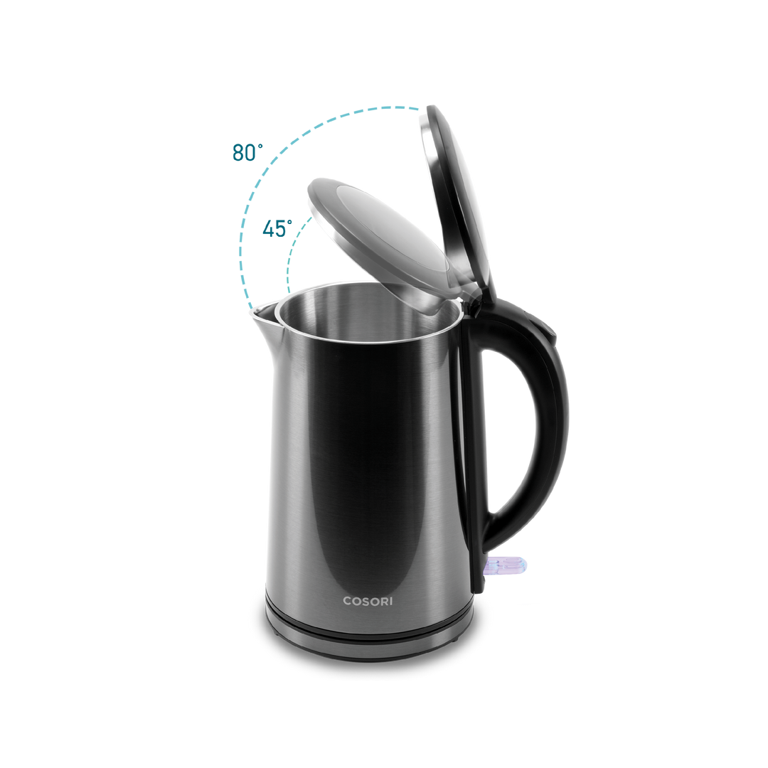 Electric Kettle, miroco 1.5L Double Wall 100% Stainless Steel BPA-Free Cool  Touch Tea Kettle, White 
