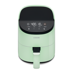 Close-up of the digital screen and settings on the sage green Cosori Lite Mini Air Fryer
