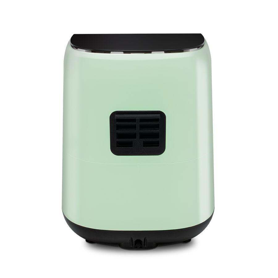 Rear view of the sage green Cosori Lite 2.1-Qt Mini Air Fryer