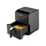 COSORI Dual Blaze 6.8-Quart Smart Air Fryer with basket extended showing cooked fries