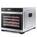 COSORI stainless steel food dehydrator with glass front door and multiple drying trays