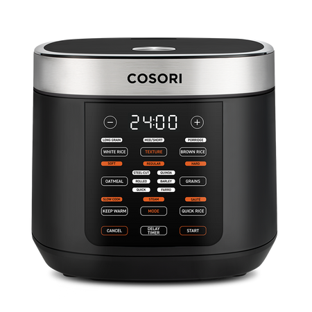 Cosori 5.0-Quart Rice Cooker with 18 cooking functions and LED digital touch display in black
